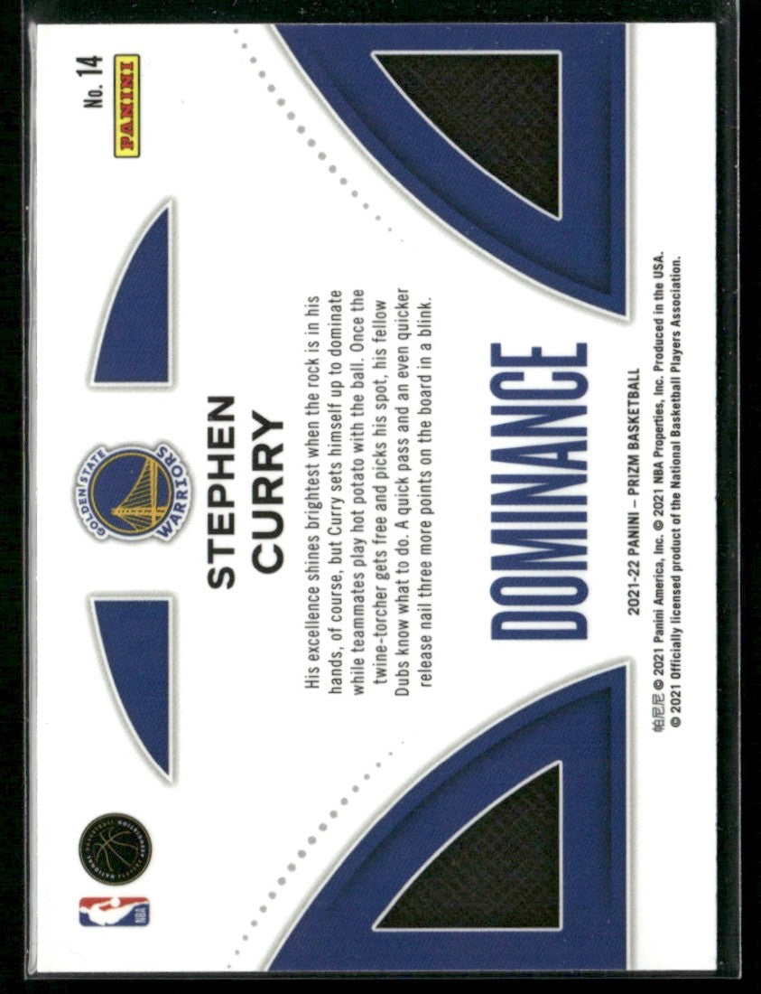 Stephen Curry 2021 Panini Prizm Dominance #14 Golden State Warriors