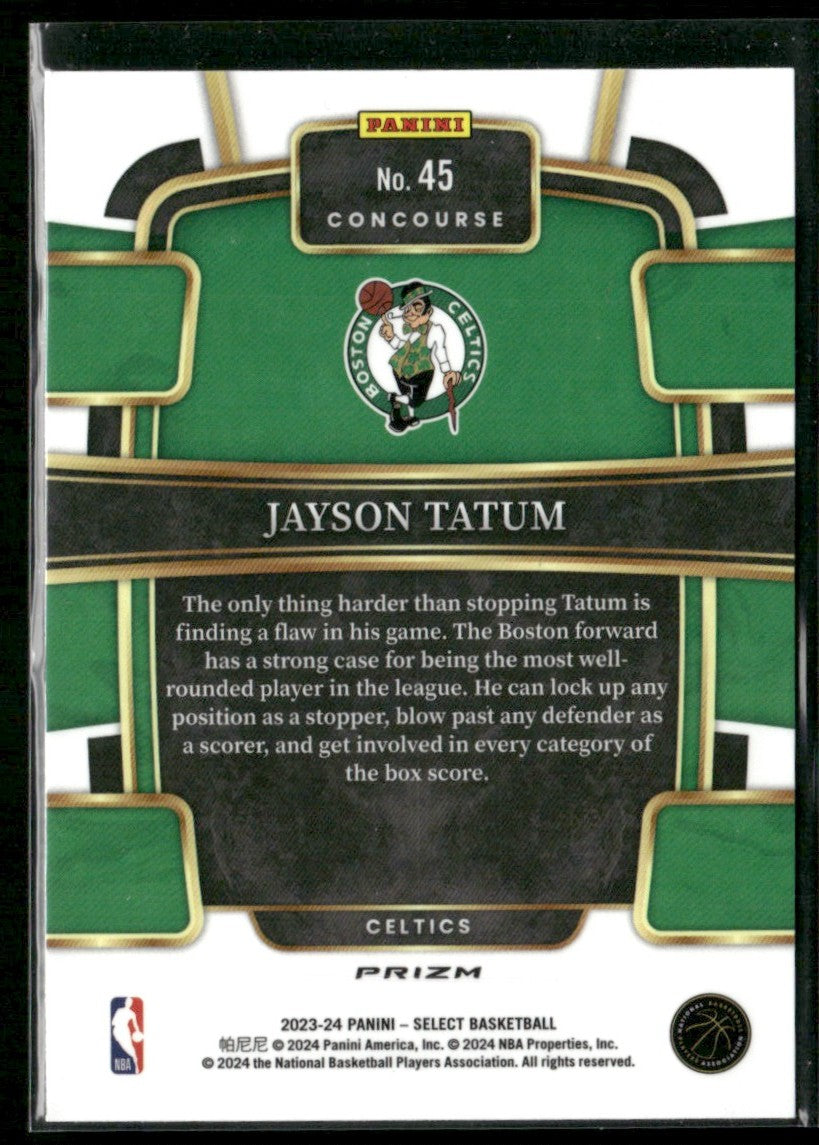 Jayson Tatum 2023 Panini Select Concourse Green White Purple Prizm #45
