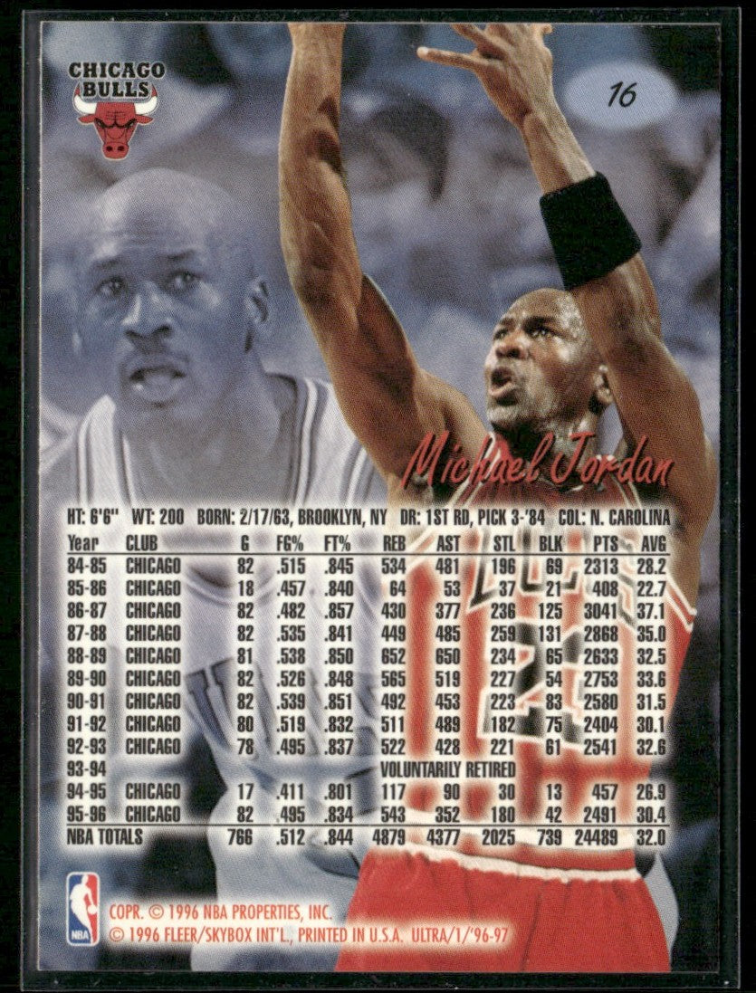 Michael Jordan 1996 Fleer Ultra #16 Chicago Bulls