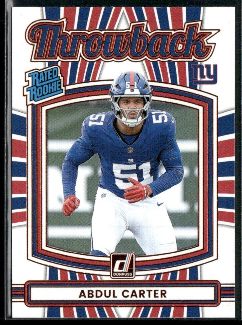 Abdul Carter 2025 Panini Donruss Throwback RC #49 New York Giants