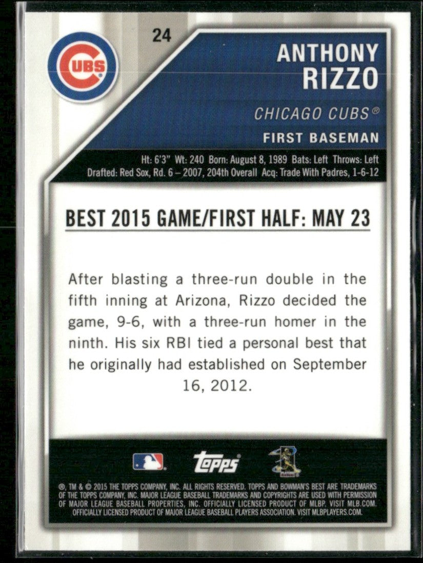 Anthony Rizzo 2015 Bowman's Best Refractor #24 Chicago Cubs