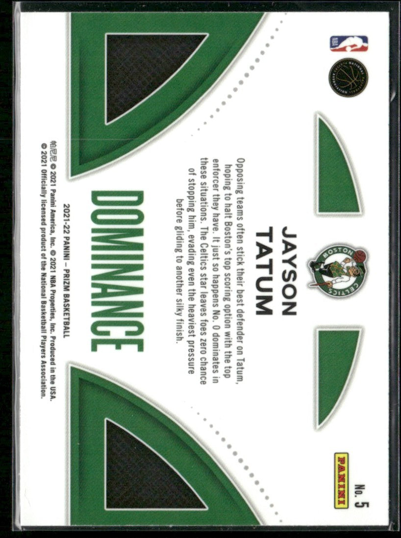 Jayson Tatum 2021 Panini Prizm Dominance #5 Boston Celtics