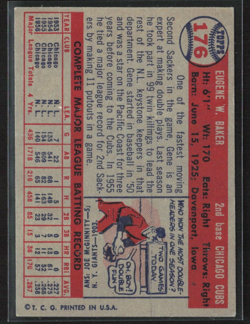 Gene Baker 1957 Topps #142 Chicago Cubs