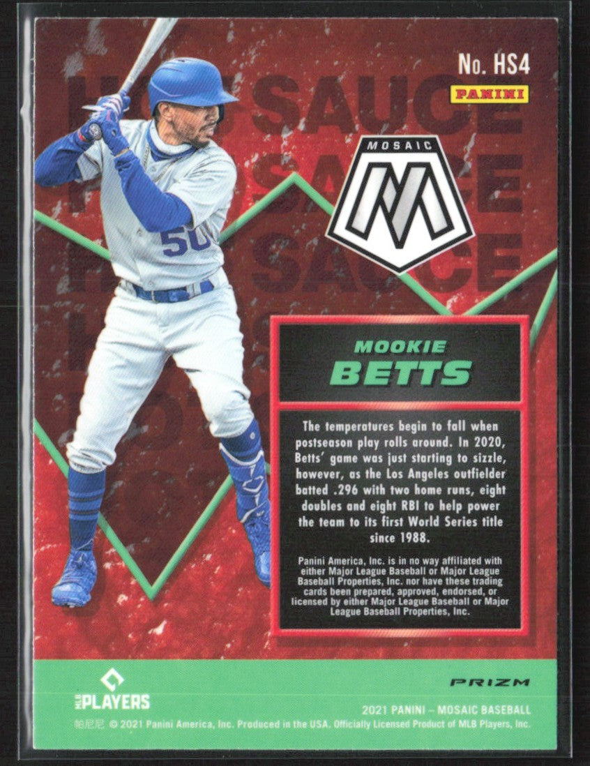 Mookie Betts 2021 Panini Mosaic Hot Sauce Green Prizm #HS4 Los Angeles Dodgers