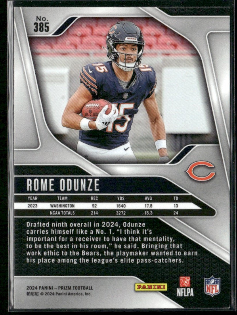Rome Odunze 2024 Panini Prizm RC #385 Chicago Bears