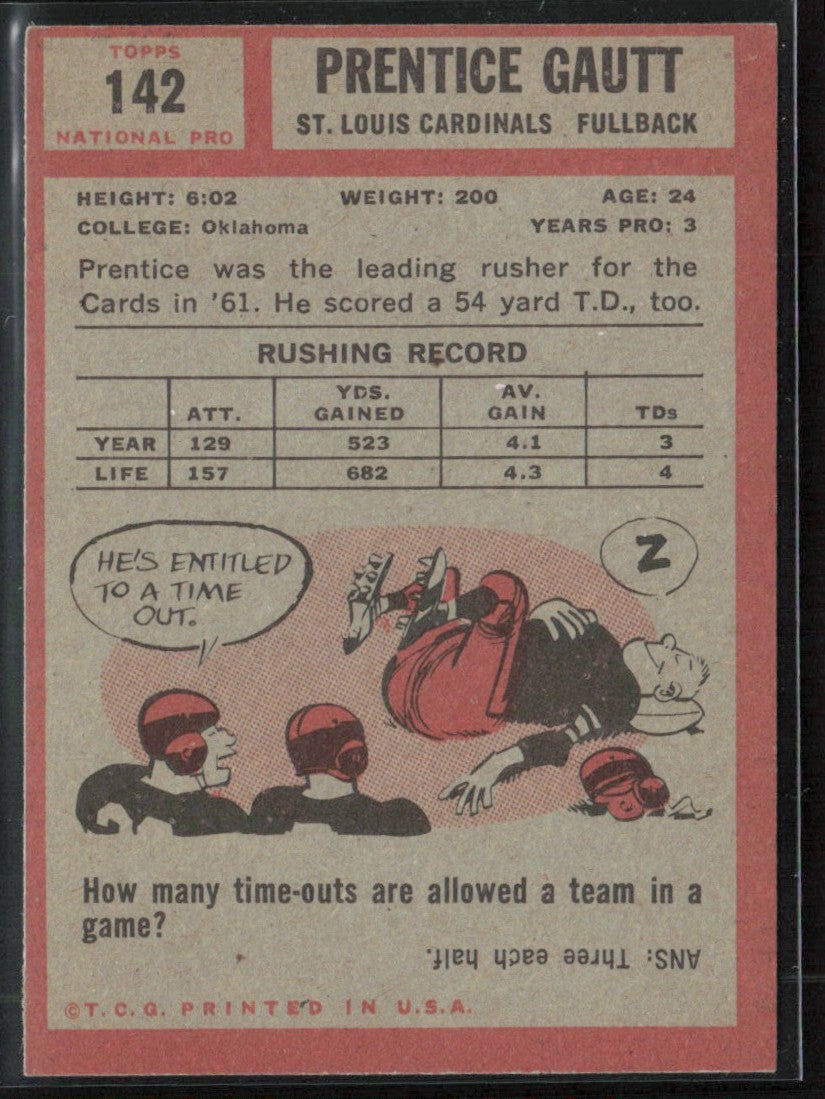 Prentice Gautt 1962 Topps RC #142 St. Louis Cardinals