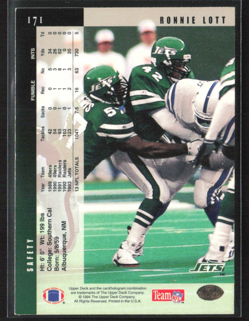 Ronnie Lott 1994 Upper Deck Electric Silver #171 New York Jets