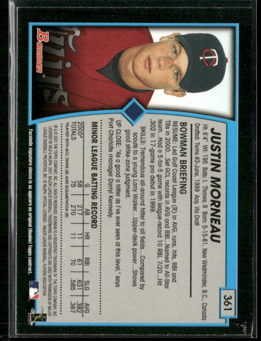 Justin Morneau 2001 Bowman RC #361 Minnesota Twins