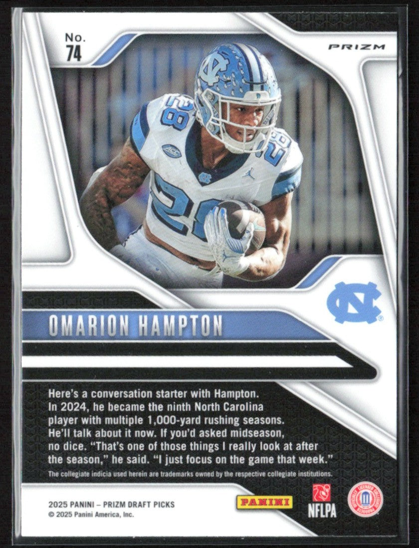 Omarion Hampton 2025 Panini Prizm Draft Purple Wave RC #74