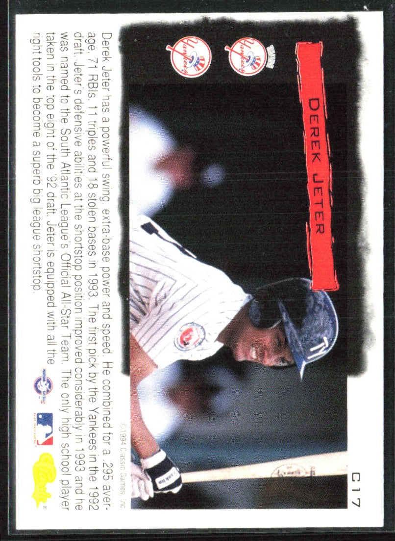 Derek Jeter 1994 Classic Cream of the Crop #C17 Tampa Yankees