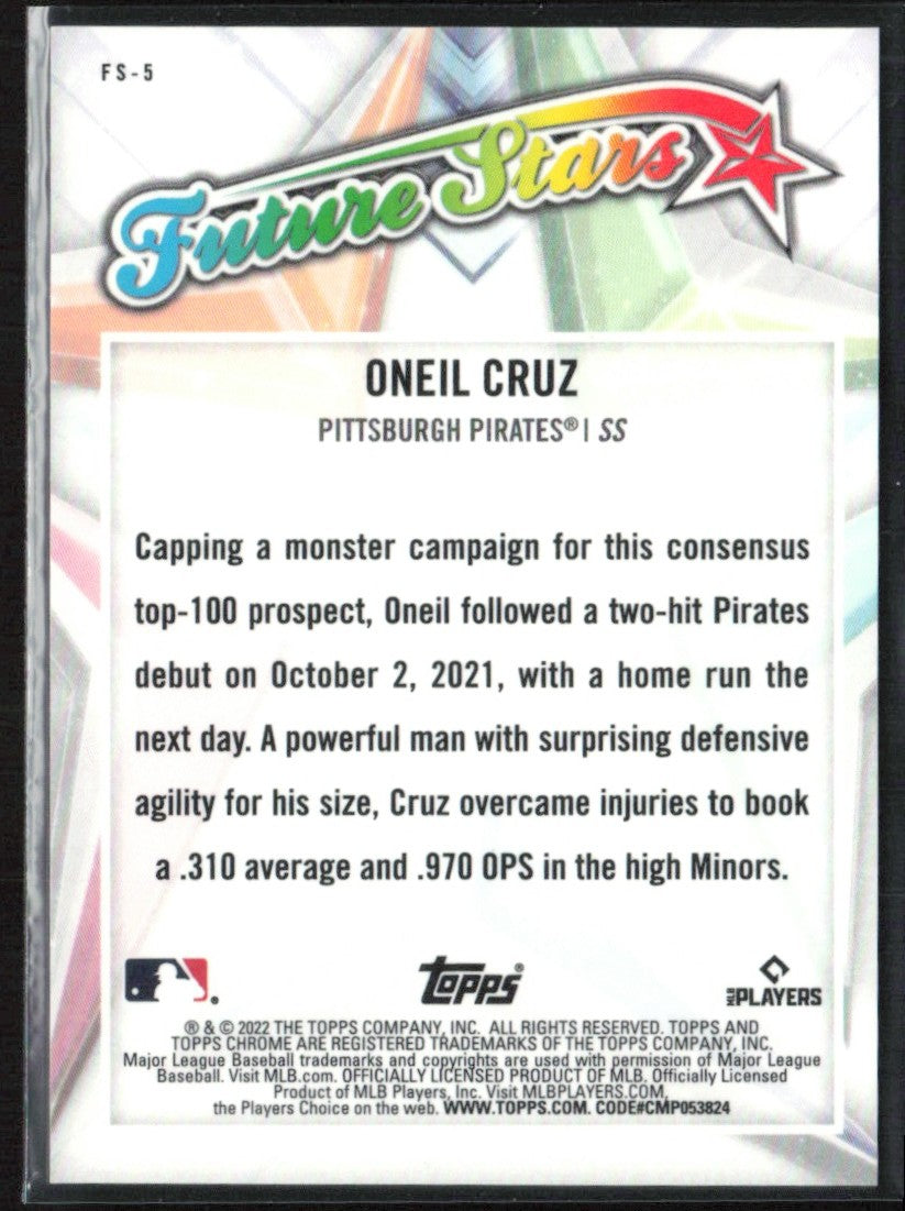 Oneil Cruz 2022 Topps Chrome Logofractor Edition Future Stars RC #FS-5