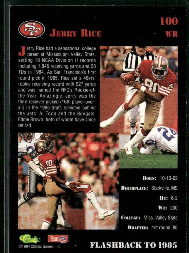 Jerry Rice 1994 Classic NFL Draft Gold #100 San Francisco 49ers
