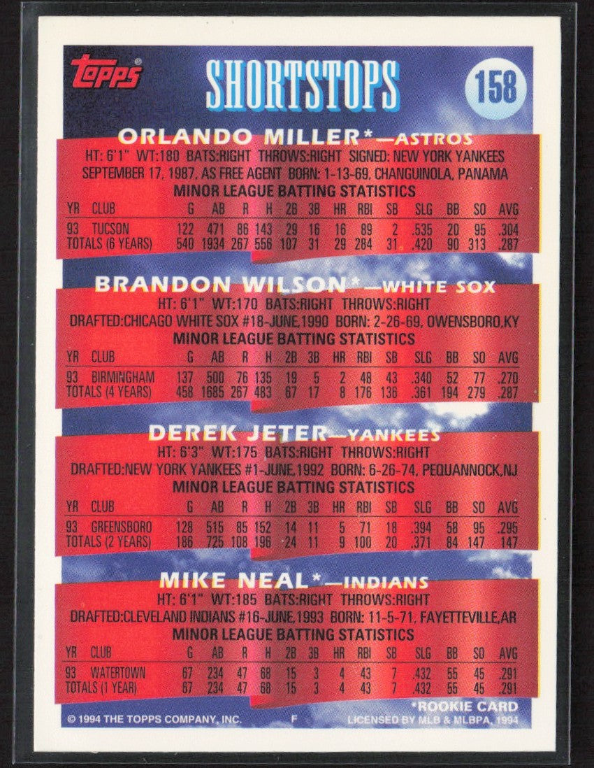 Orlando Miller/Brandon Wilson/Derek Jeter/Mike Neal 1994 Topps Prospects RC #158