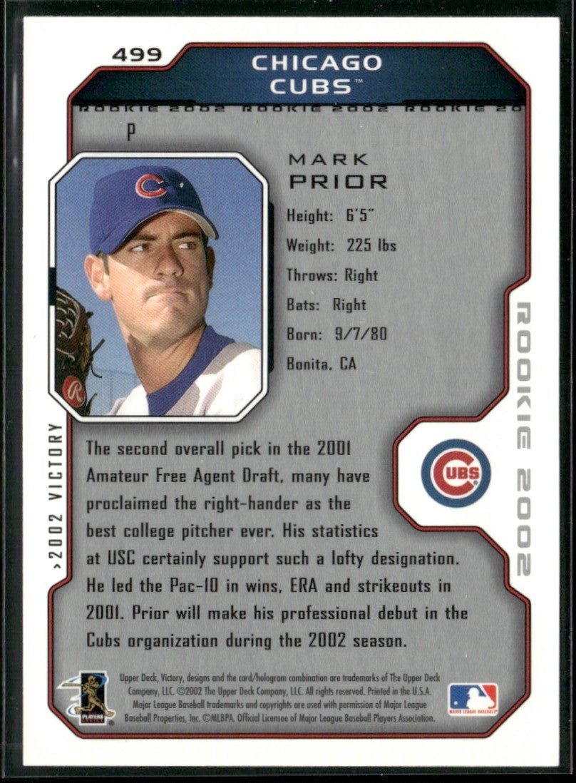 Mark Prior 2002 Upper Deck Victory RC #499 Chicago Cubs