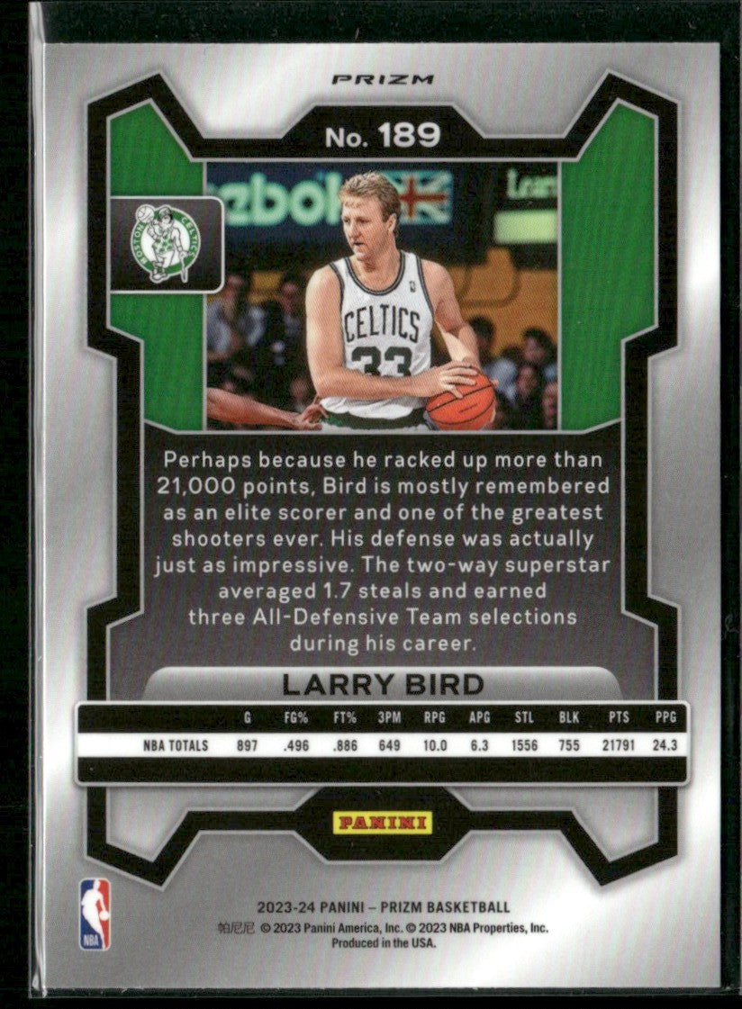 Larry Bird 2023 Panini Prizm Silver #189 Boston Celtics