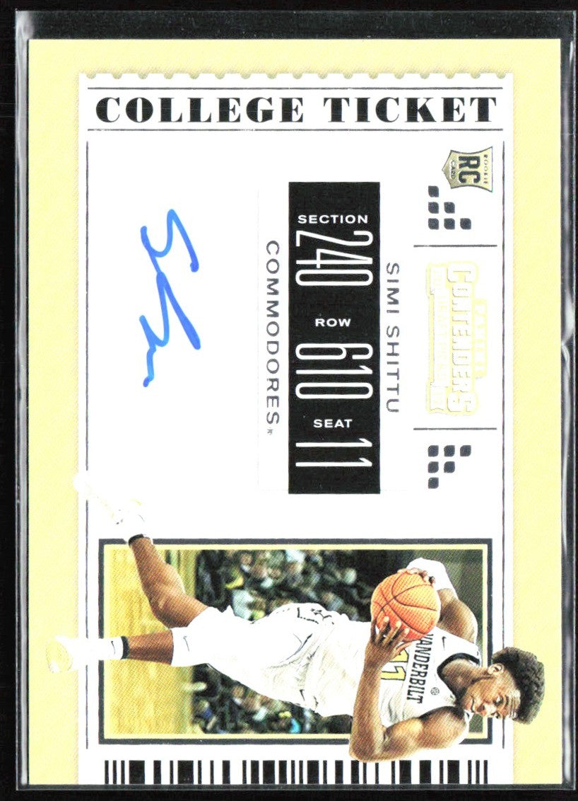 Simi Shittu 2019 Panini Contenders College Ticket RC AUTO #96 Vanderbilt
