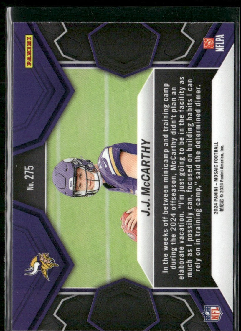 J.J. McCarthy 2024 Panini Mosaic RC #275 Minnesota Vikings