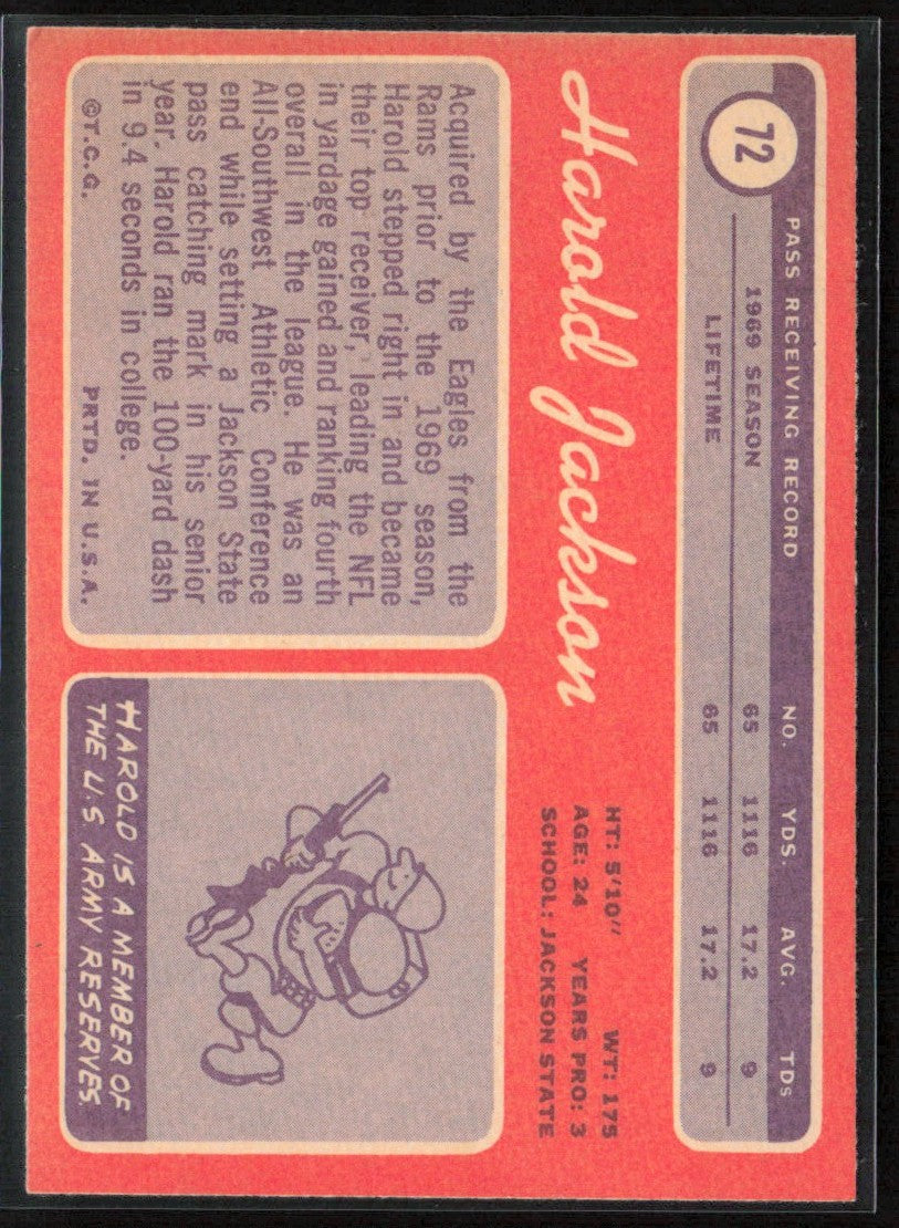 Harold Jackson 1970 Topps RC #72 Philadelphia Eagles