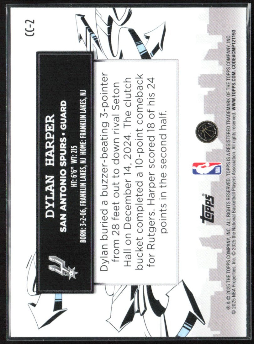 Dylan Harper 2025 Topps Clutch City Prospects #CC-2 San Antonio Spurs