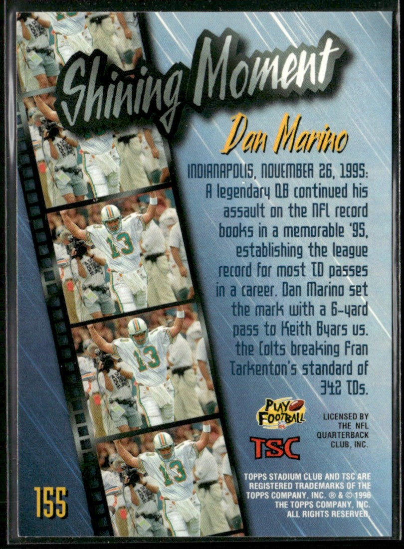 Dan Marino 1996 Topps Stadium Club #155 Miami Dolphins
