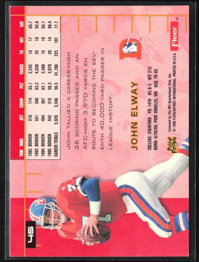 John Elway 1996 Fleer Ultra #45 Denver Broncos