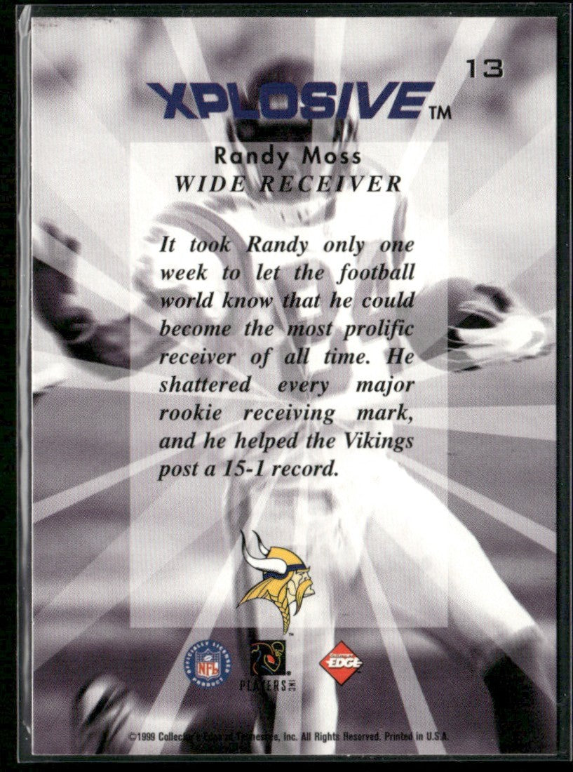 Randy Moss 1999 Collector's Edge Fury Xplosive #13 Minnesota Vikings