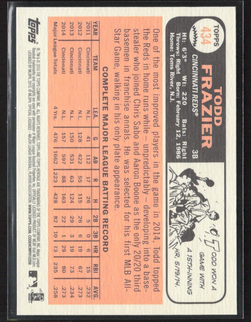 Todd Frazier 2015 Topps Heritage SP #434 Cincinnati Reds