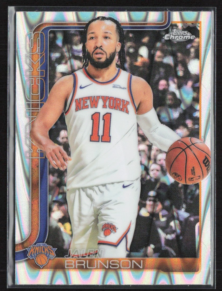 Jalen Brunson 2025 Topps Chrome RayWave Refractor #101 New York Knicks