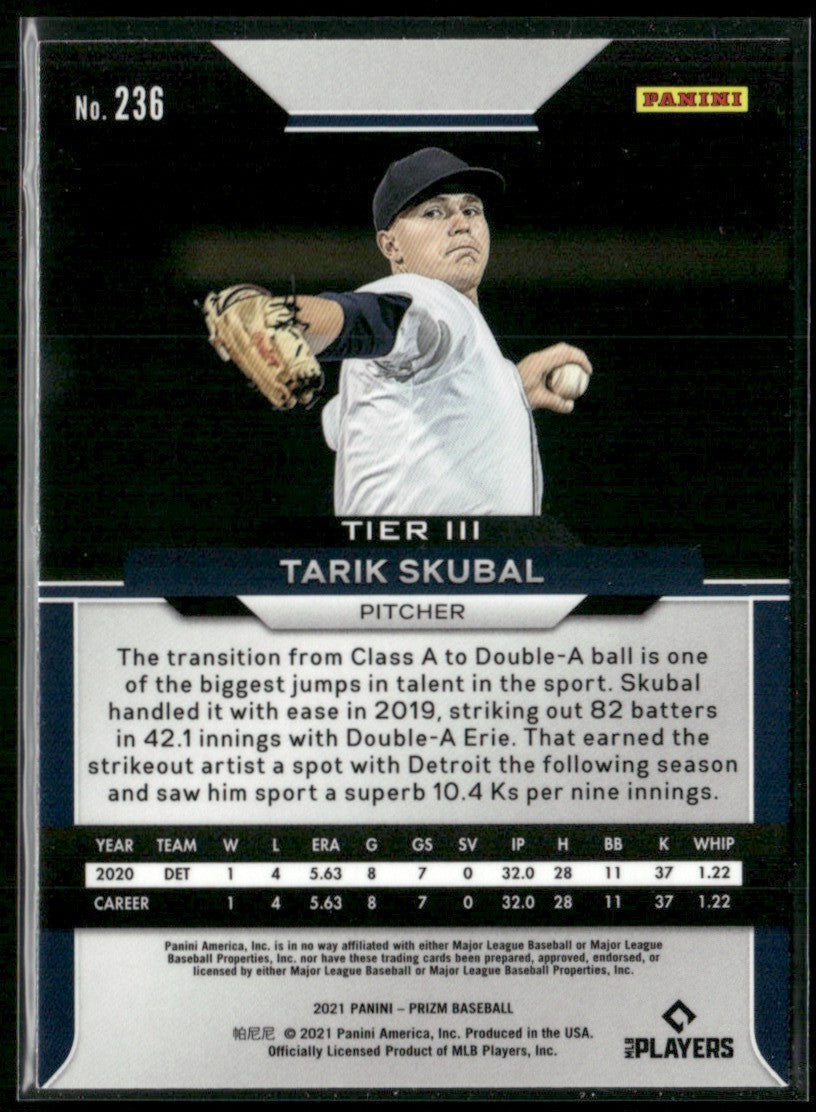 Tarik Skubal 2021 Panini Prizm RC #236 Detroit Tigers