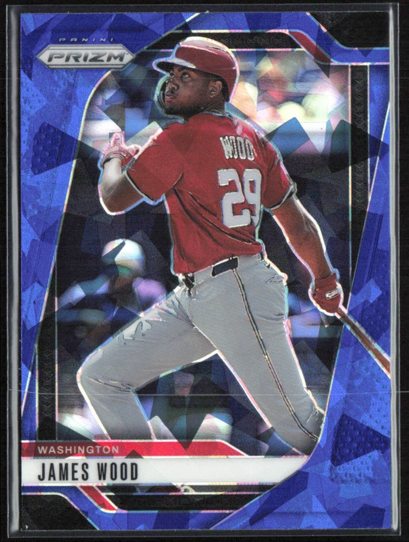 James Wood 2025 Panini Prizm Blue Cracked Ice #38 Washington Nationals