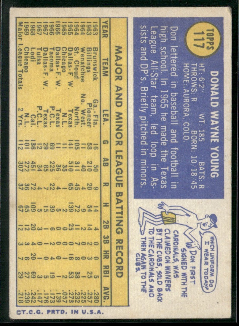 Don Young 1970 Topps #117 Chicago Cubs