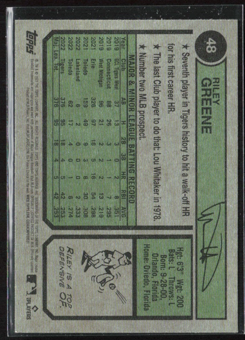 Riley Greene 2023 Topps Heritage RC #48 Detroit Tigers