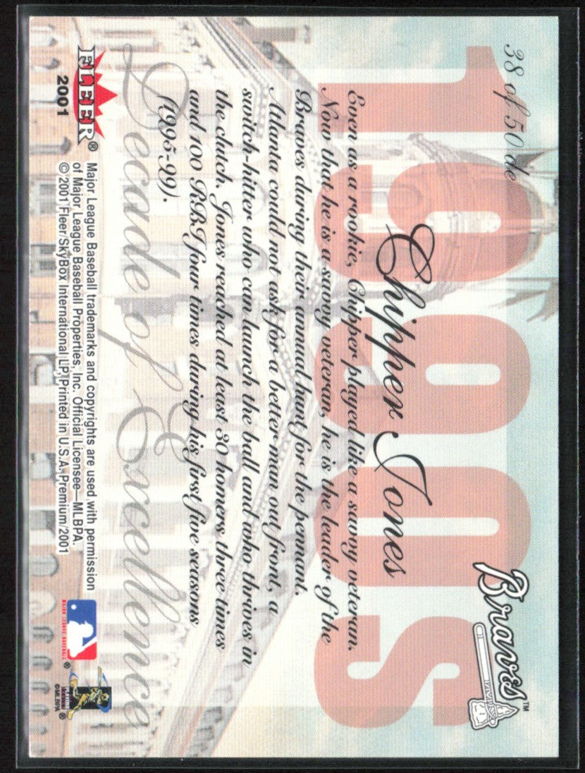 Chipper Jones 2001 Fleer Premium Decade of Excellence #38 Atlanta Braves