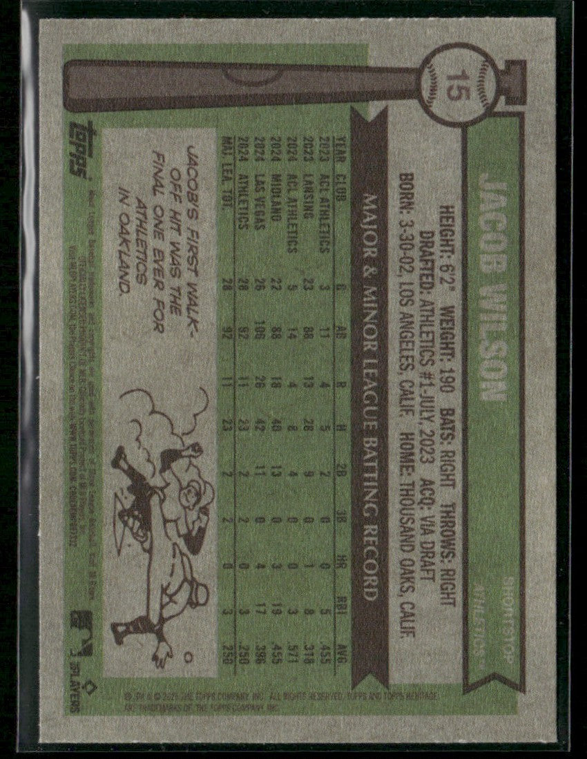 Jacob Wilson 2025 Topps Heritage RC #15 Athletics