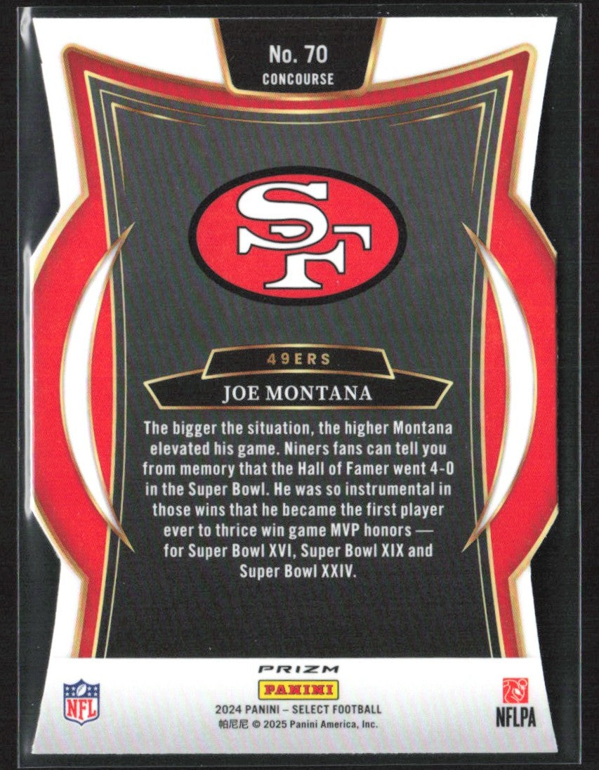 Joe Montana 2024 Panini Select Concourse Silver Prizm Die-Cut #70