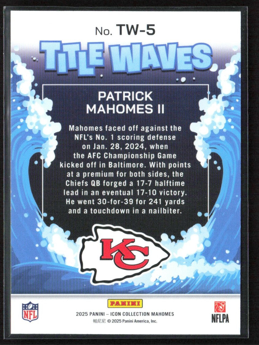 Patrick Mahomes II 2025 Panini Icon Collection Title Waves #TW-5