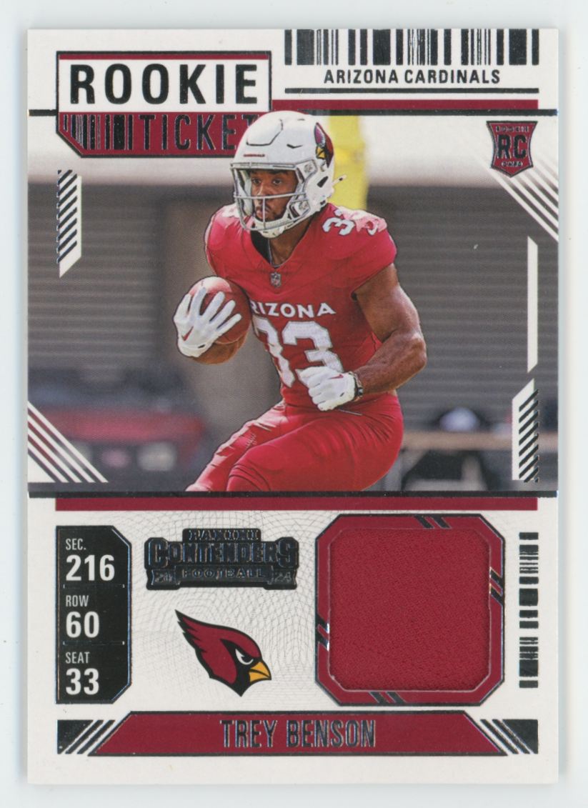 Trey Benson 2024 Panini Contenders Rookie Ticket RC Jersey #RTS-TBN