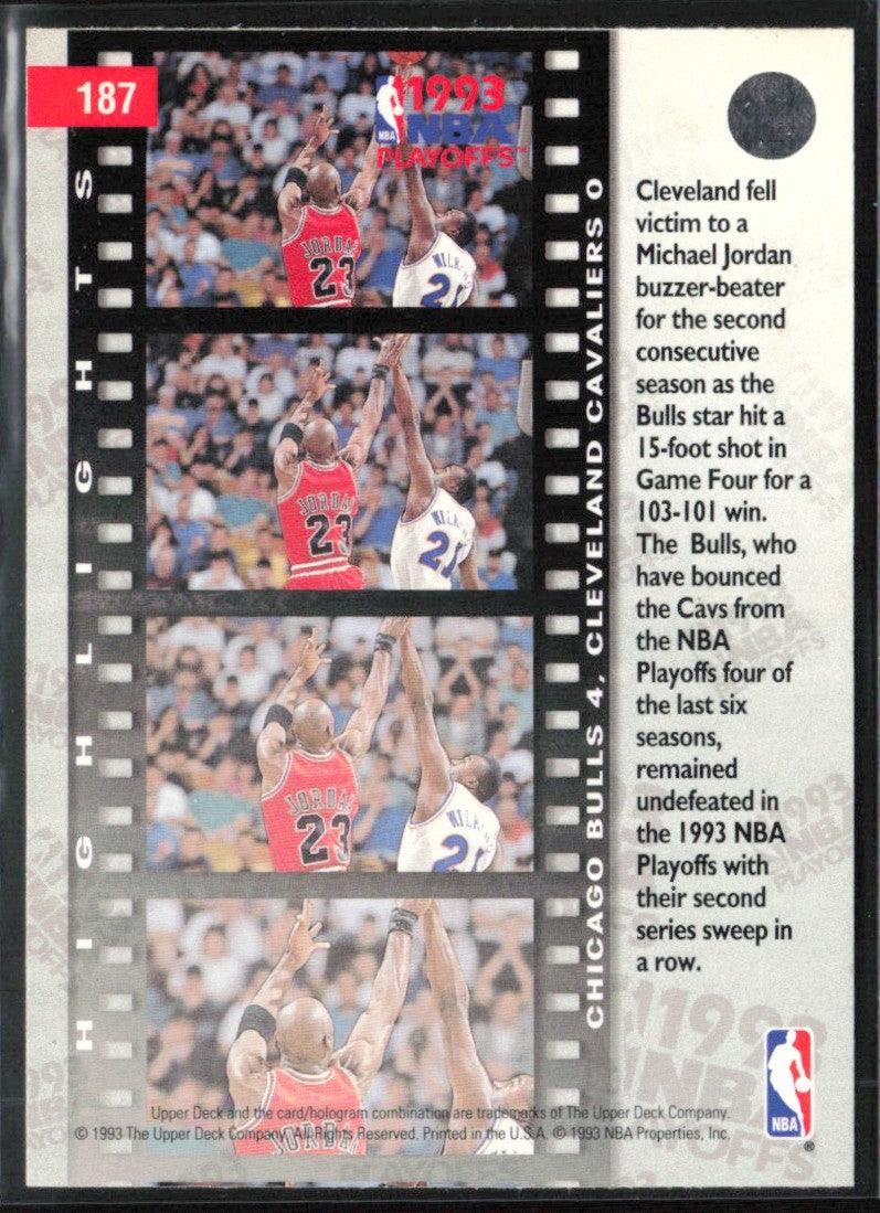 Michael Jordan 1993 Upper Deck NBA Playoffs #187 Chicago Bulls