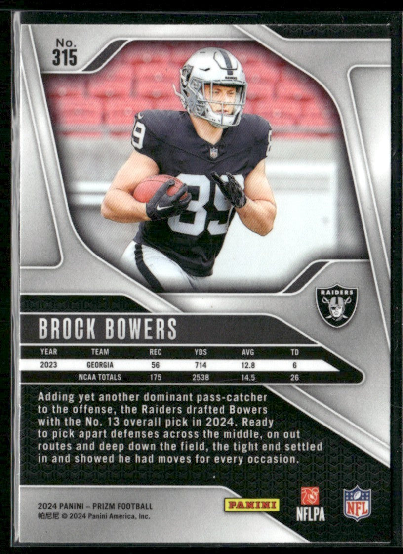 Brock Bowers 2024 Panini Prizm RC #315 Las Vegas Raiders
