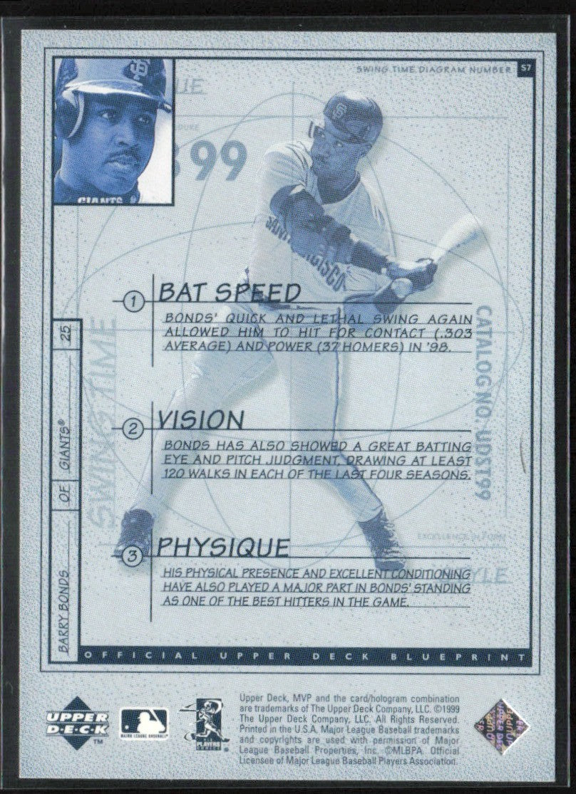 Barry Bonds 1999 Upper Deck MVP Swing Time #S7 San Francisco Giants