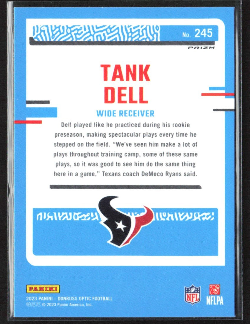 Tank Dell 2023 Donruss Optic Green Hyper RC #245 Houston Texans