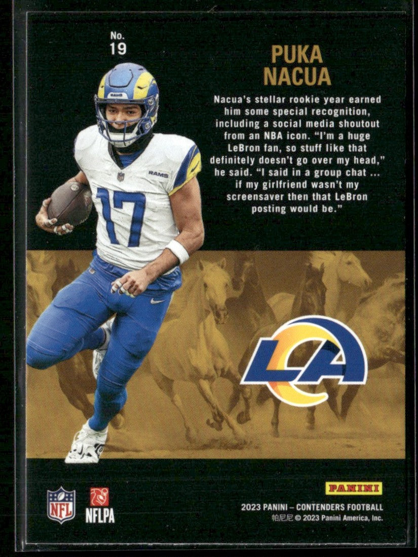 Puka Nacua 2023 Panini Contenders Rookie Stallions RC #19 Los Angeles Rams