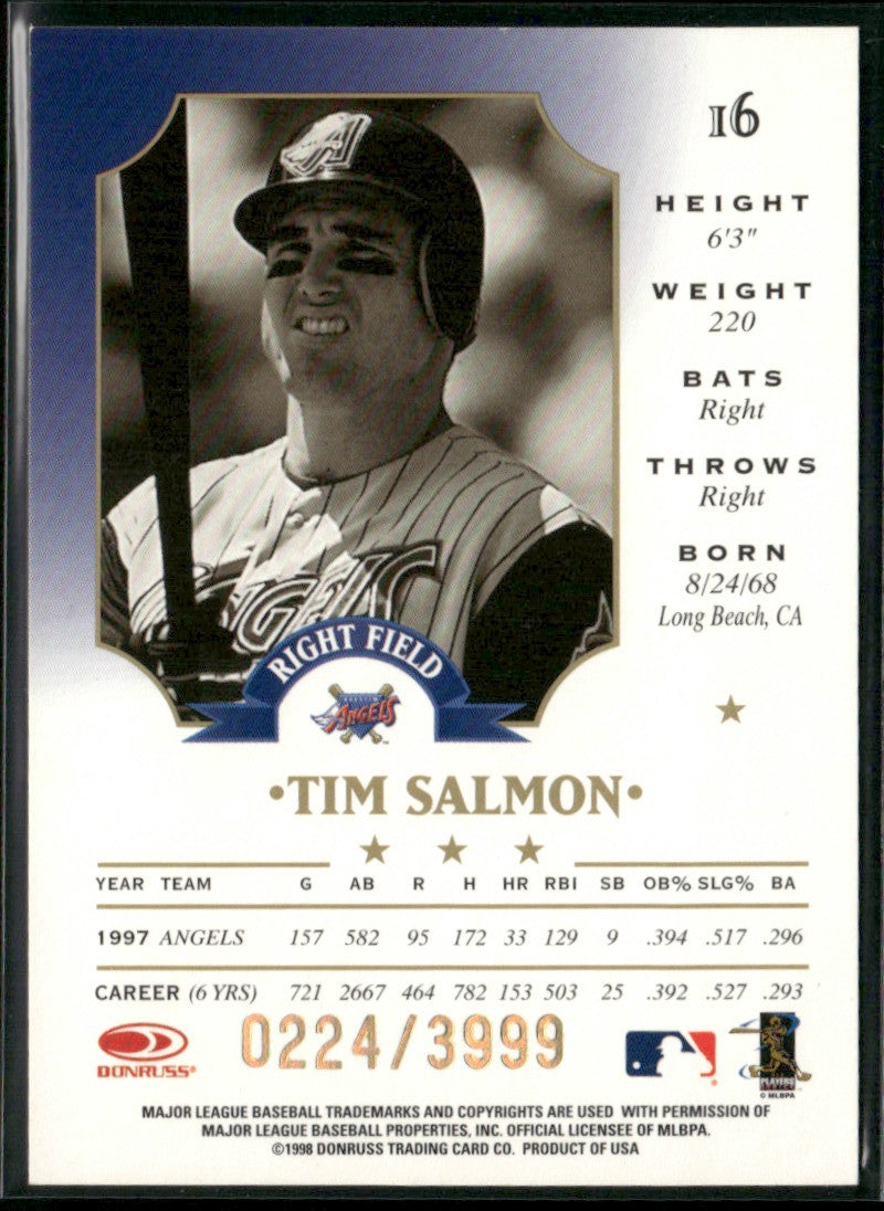 Tim Salmon 1998 Leaf Fractal Foundations /3999 #16 Anaheim Angels