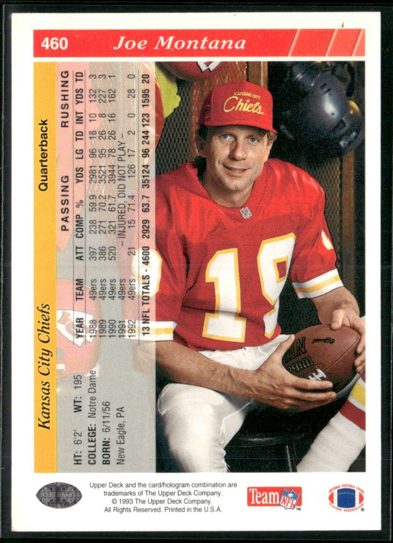 Joe Montana 1993 Upper Deck #460 Kansas City Chiefs