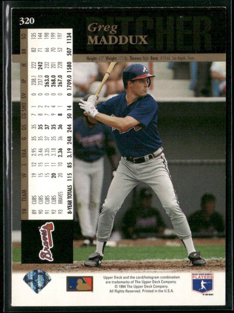 Greg Maddux 1994 Upper Deck Electric Diamond #320 Atlanta Braves