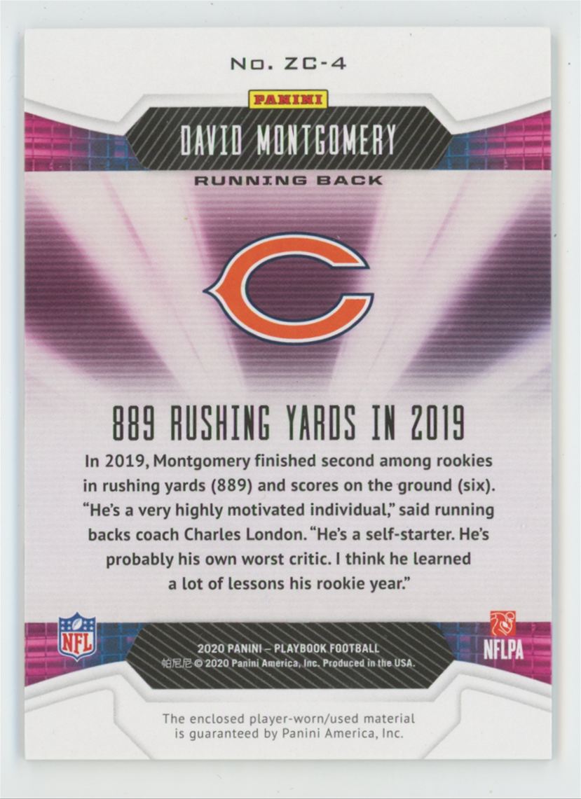 David Montgomery 2020 Panini Playbook Zoning Commission Jersey #ZC-4