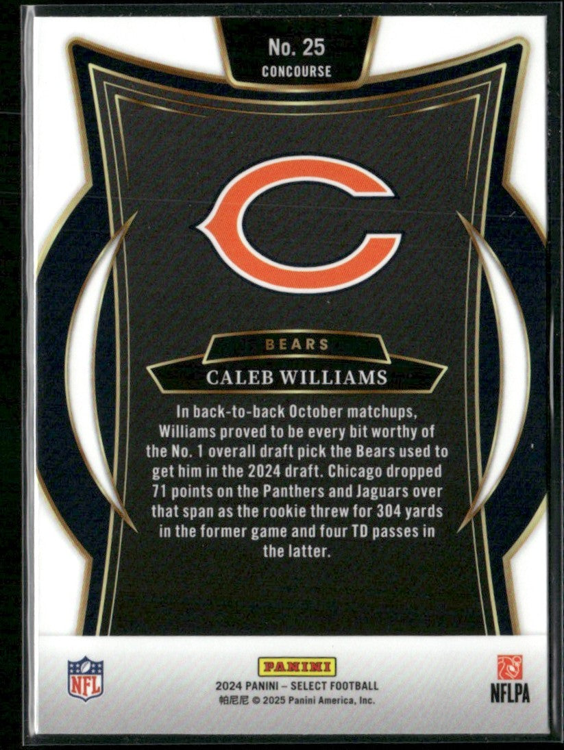 Caleb Williams 2025 Panini Select Starcade Concourse RC #25 Chicago Bears