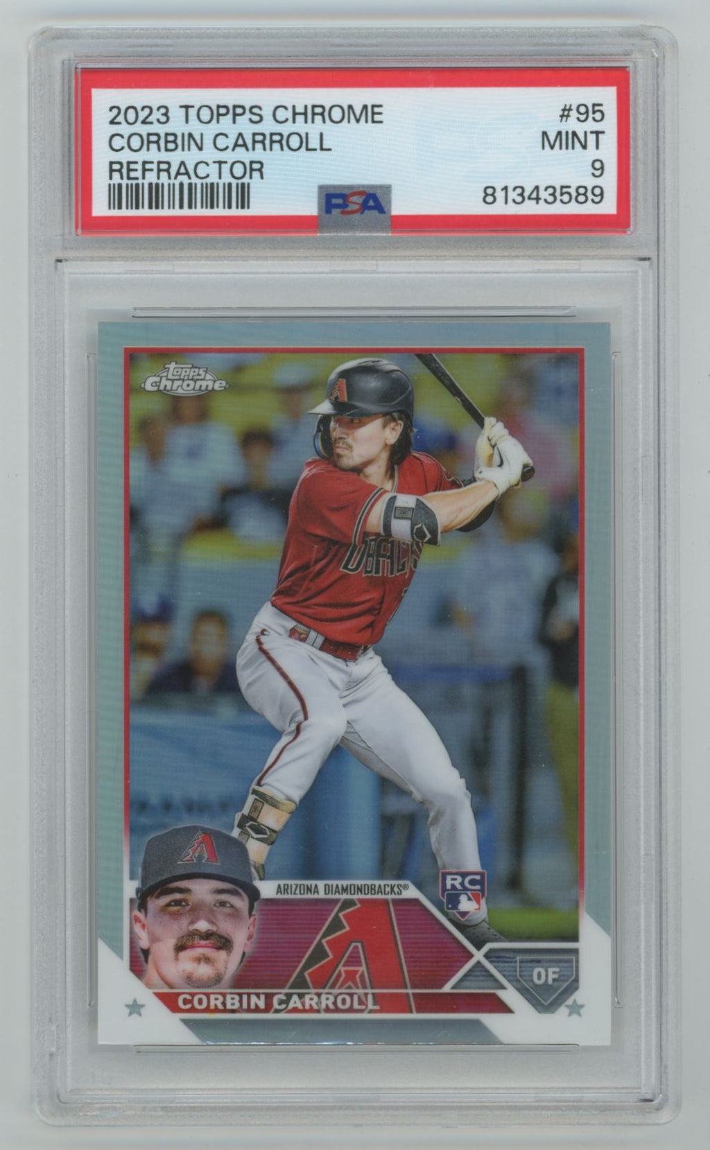 Corbin Carroll 2023 Topps Chrome Refractor RC psa 9.0 #95 Arizona Diamondbacks