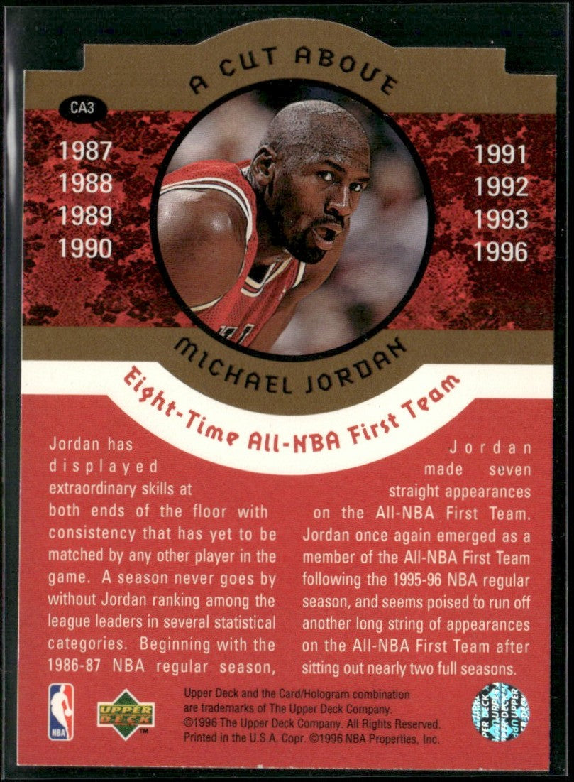 Michael Jordan 1996 Collector's Choice Jordan A Cut Above #CA3 Chicago Bulls