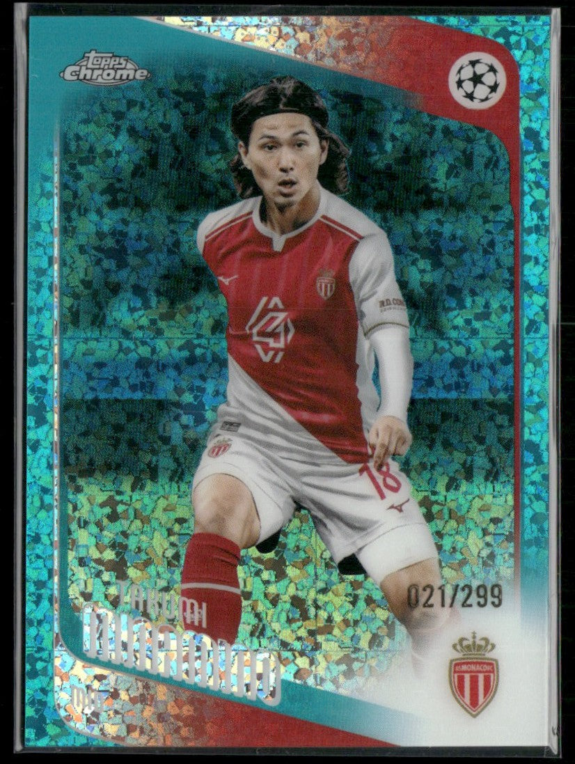 Takumi Minamino 2025 Topps Chrome UEFA Club Competitions Teal Mini-Diamond /299